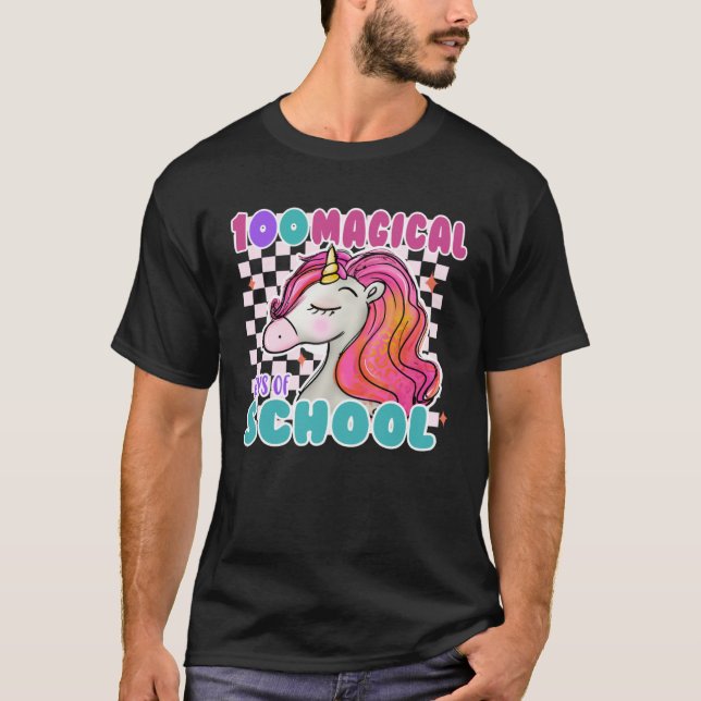 100th Day Of School Unicorn 100 Magical Days Teach T Shirt (Framsida)