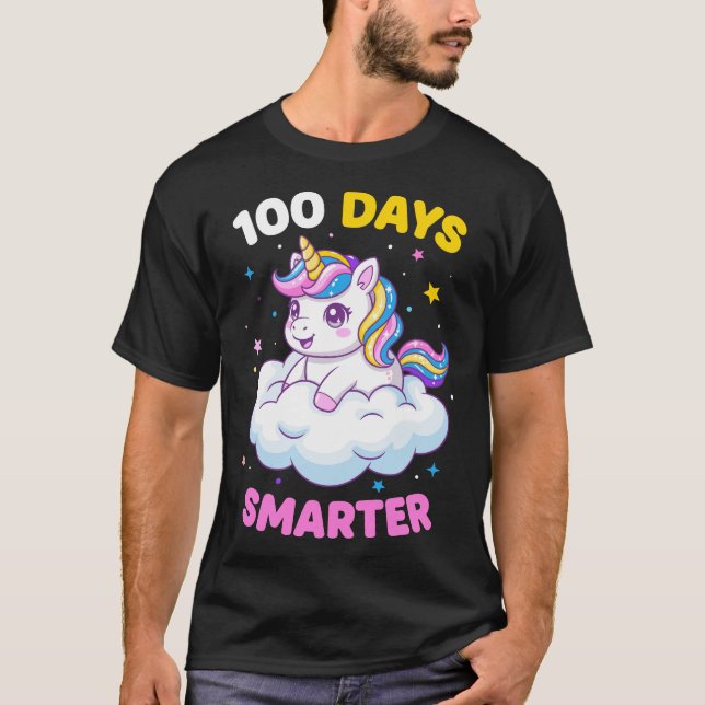 100th Day of School Unicorn Kids Teachers T Shirt (Framsida)