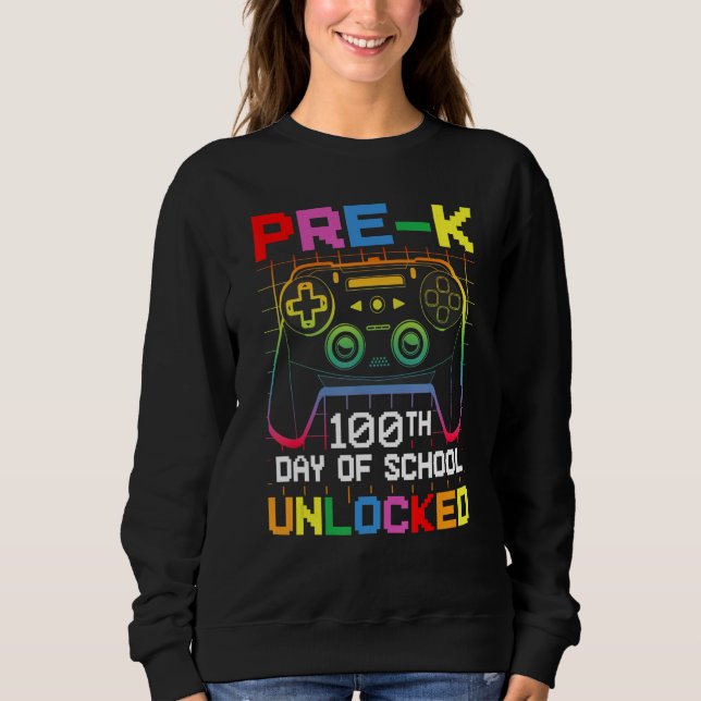 100th day Of School Unlocked Pre-K Gamer Video Gam T Shirt (Framsida)