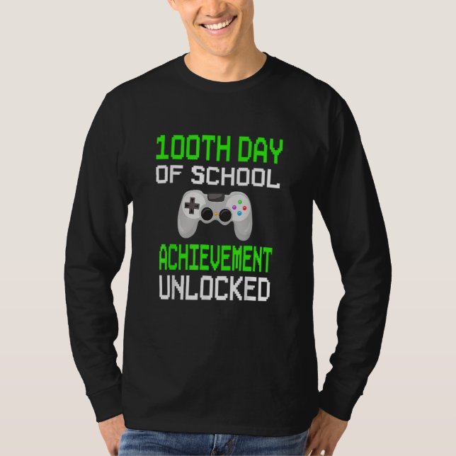 100th Day Of School Unlocked Video Game Happy Boys T Shirt (Framsida)