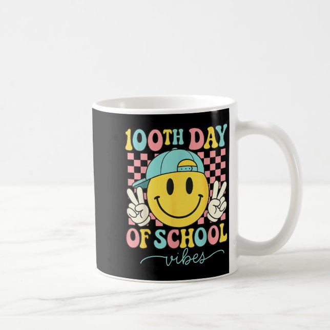 100th Day Of School Vibes 100 Days Teacher Boy Gir Kaffemugg (Höger)