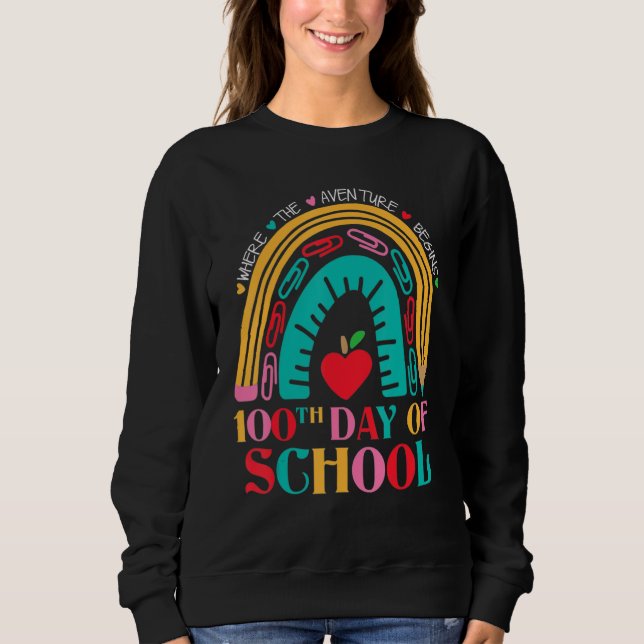 100th Day Of School Where Adventure Begins 100 Day T Shirt (Framsida)