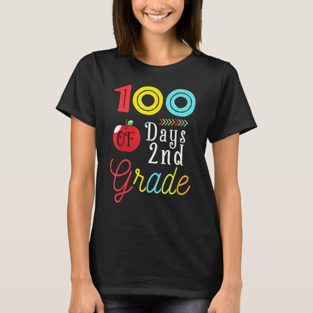 100th Day Second Grade Student Gift 100 Days Of Sc T Shirt (Framsida)