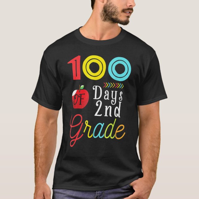 100th Day Second Grade Student Gift 100 Days Of Sc T Shirt (Framsida)