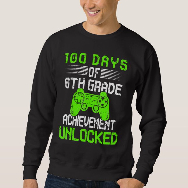 100th day video gamer 100 days of 6th grade unlock lång ärmad tröja (Framsida)