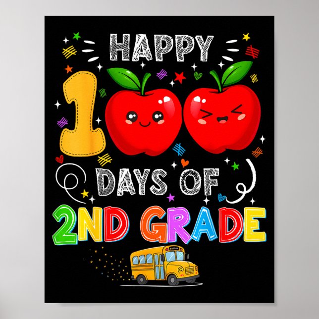 100th Days Of 2nd Grade 100 Days Toddler Girl  Poster (Framsidan)