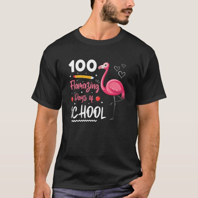 100th Flamazing days of school Animal Flamingo Kid T Shirt (Framsida)