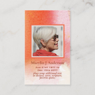 100x Peach Orange PHOTO Prayer-minneskort Visitkort