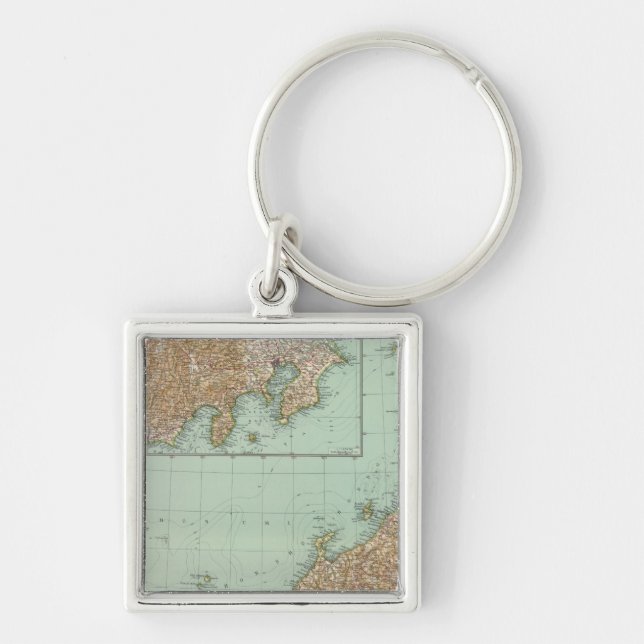 10102 Japan Fyrkantig Silverfärgad Nyckelring (Framsidan)