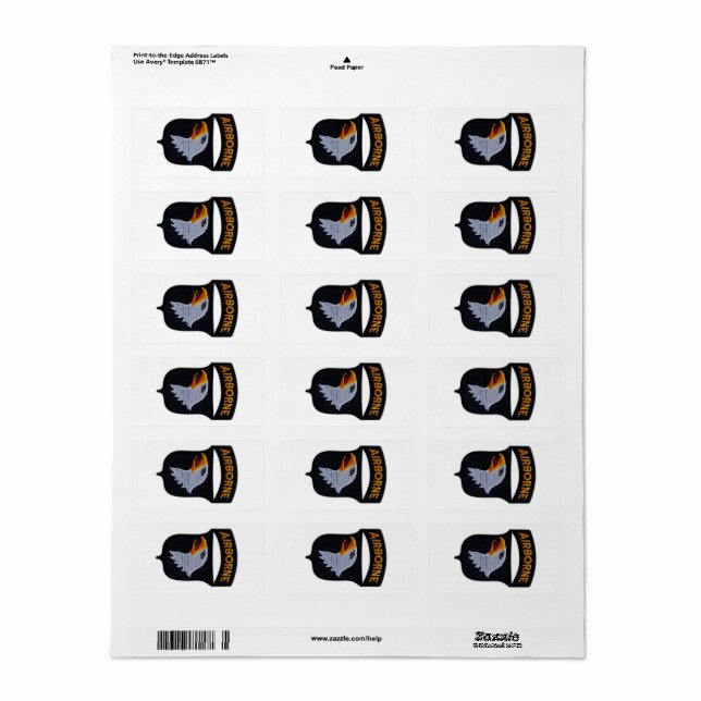 101:a ABN Airborne Screaming Eagles Veterans LRRP Adressetikett (Helt Ark)