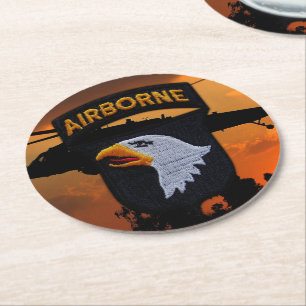 101:a ABN Airborne Screaming Eagles Veterans LRRP Underlägg Papper Rund