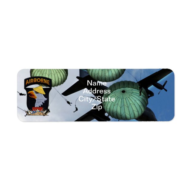 101:a ABN Airborne Screaming Eagles Vietnam Krig Returadress Etikett (Framsidan)