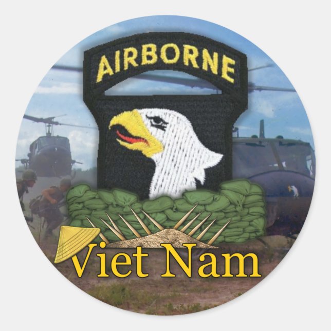 101:a ABN-flygburet divisionens veterans vietnam Runt Klistermärke (Framsida)