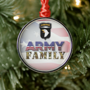 101:a Airborne Division Army-familjen Julgransprydnad Metall