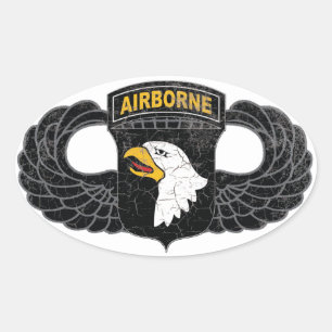 101:a Airborne Division ’Screaming Eagles’ RUSTIC Ovalt Klistermärke