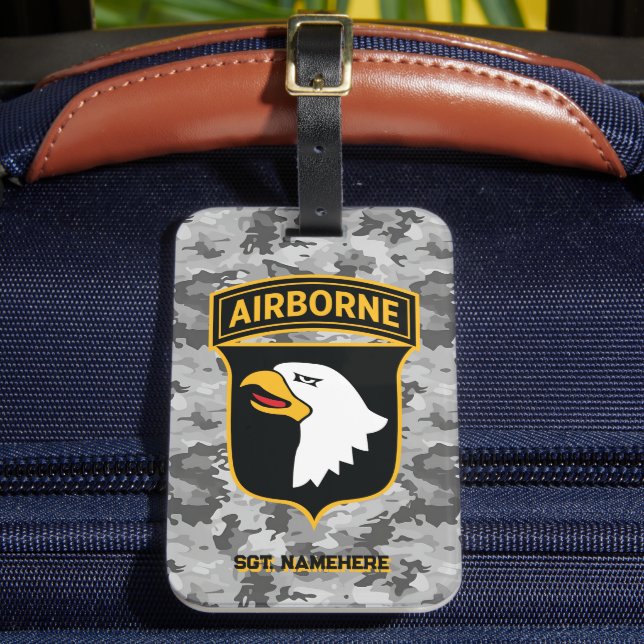 101:a Airborne Division Urban Camo Personalizable Bagagebricka (Framsida Insitu 2)