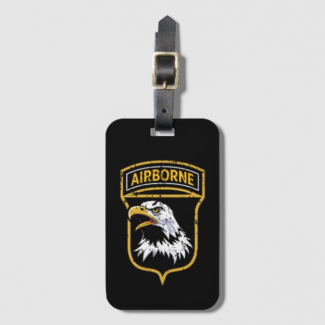 101:a flygburen division "Screaming Eagles" Grunge Bagagebricka (Framsida vertikal)