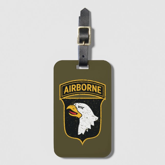 101:a flygburen division "Screaming Eagles" Grunge Bagagebricka (Framsida vertikal)