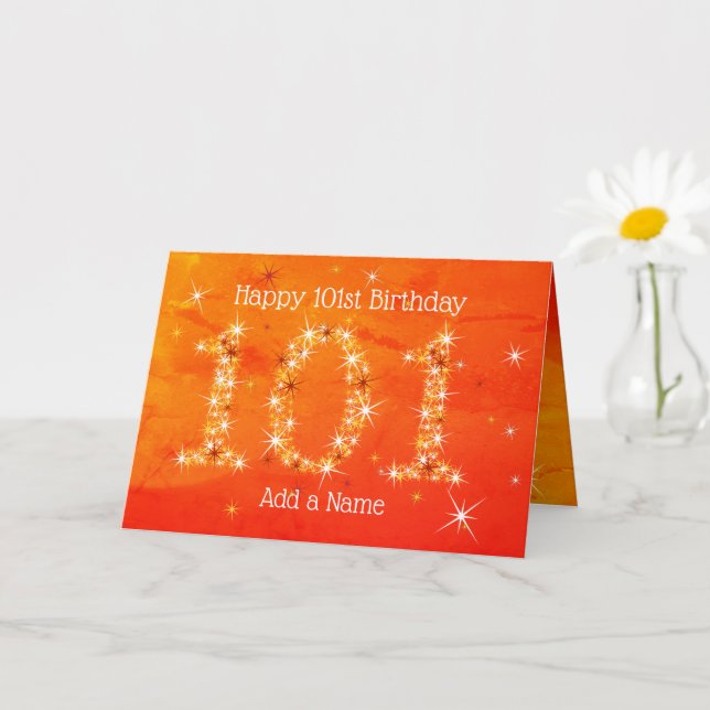 101:a födelsedag - stjärnornas nummer - röd/Orange Kort (Liten växt)