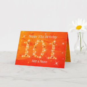 101:a födelsedag - stjärnornas nummer - röd/Orange Kort