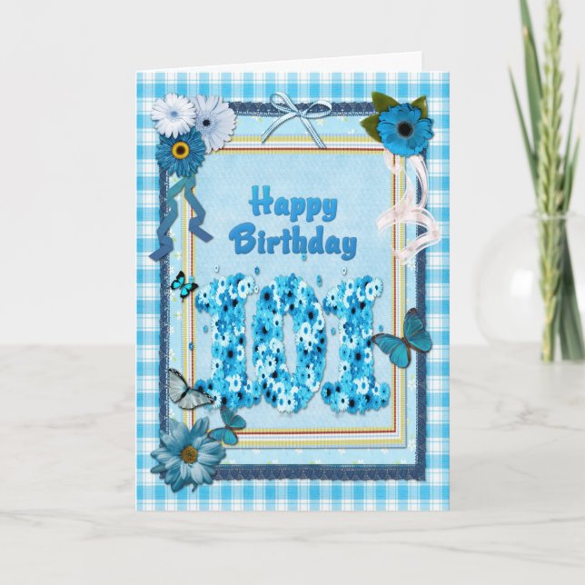 101:a födelsedagen med skrapboreffekt kort (Framsida)