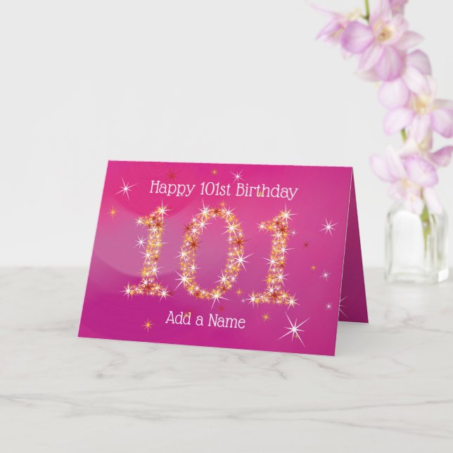 101:a födelsedagen - stjärnornas nummer - Rosa - 1 Kort (Orkide)