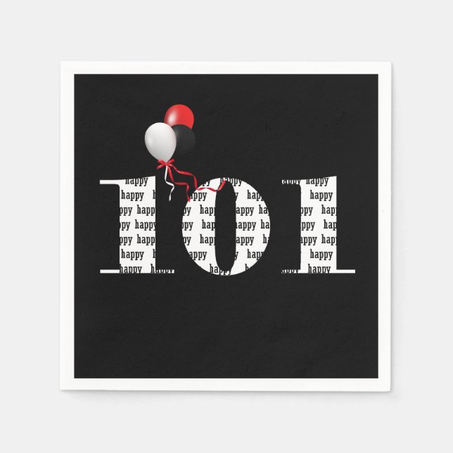 101:a Födelsedagsfestens ballonger Pappersservett (Framsidan)
