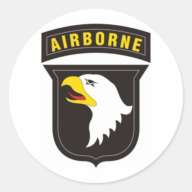 101:a luftburet skrikande Eagle Emblem Runt Klistermärke (Framsida)