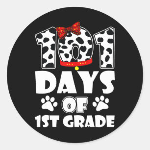 101 dagars skola 1:a Klass-Hund 100 dagar Smarter Runt Klistermärke