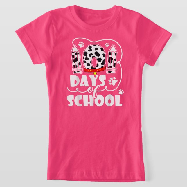 101 Days Of School Dalmatian Dog 100 Days Smarter T Shirt (Laydown)
