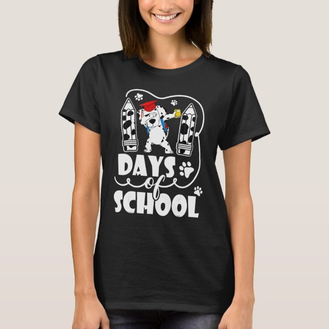 101 Days Smarter Funny Dabbing Dog Teacher Boys Ki T Shirt (Framsida)