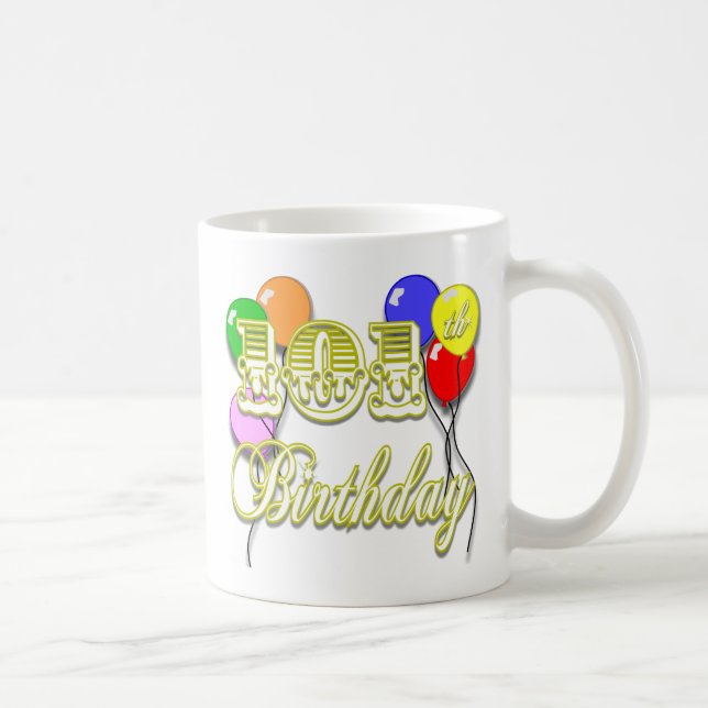 101. Födelsedag med ballonger Kaffemugg (Höger)