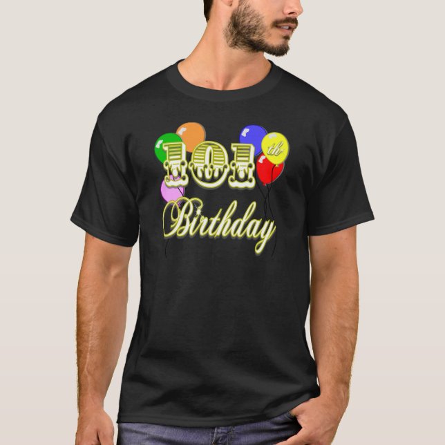 101. Födelsedag med ballonger T Shirt (Framsida)