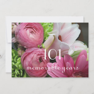 101. Födelsedagfirande! - Nätt rosablommor Inbjudningar