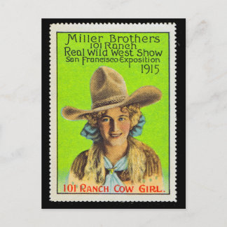 101 Ranch Cowgirl Poster Frimärke #2, Panama Pacif Vykort