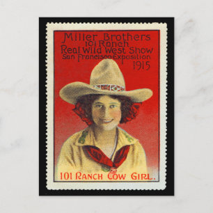 101 Ranch Cowgirl Poster Frimärke #4, Panama-Pacif Vykort