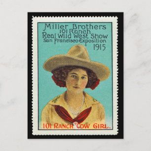 101 Ranch Cowgirl Poster Stamp #3, Panama-Pacific Vykort