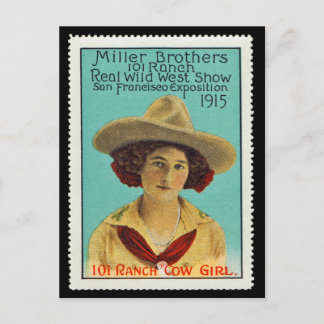 101 Ranch Cowgirl Poster Stamp #3, Panama-Pacific Vykort