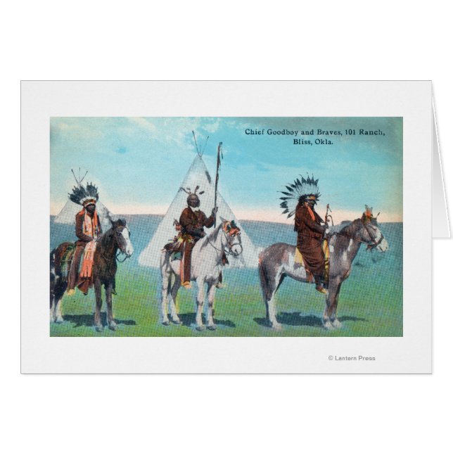101 Ranch View of Chief Goodboy and Braves Hälsningskort (Framsidan Horizontal)