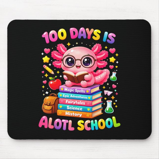 101 skoldagar axolotl söt barn lärar fest musmatta (Framsidan)