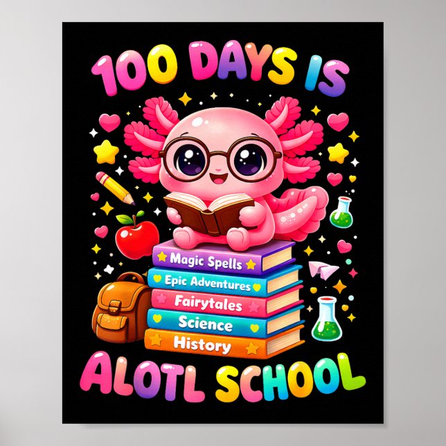 101 skoldagar axolotl söt barn lärar fest poster (Framsidan)