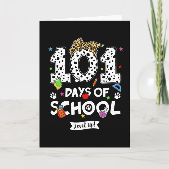 101 skoldagar Söt ko klassrumsfirande  Kort (Framsida)