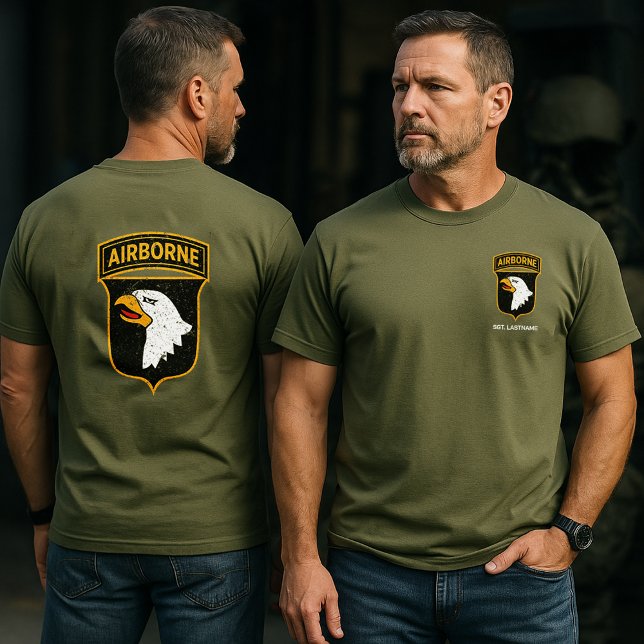 101st Airborne Division "Distressed" Personalized  T Shirt (101st Airborne Division Screaming Eagles Tribute Personalized T-Shirt)