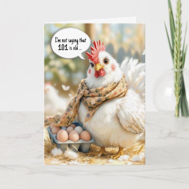 101st Birthday Hen With Eggs in Carton Kort (Framsida)