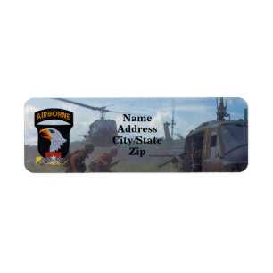 101st luftburet division vietnam-plåster returadress etikett
