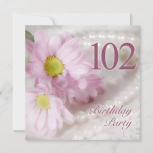 102:a Födelsedagsfest inbjudan med daisy