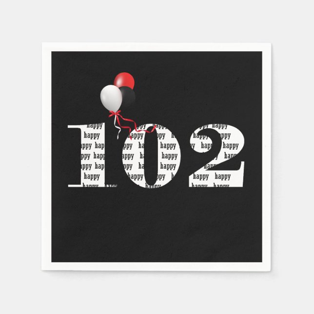 102:a Födelsedagsfestens ballonger Pappersservett (Framsidan)