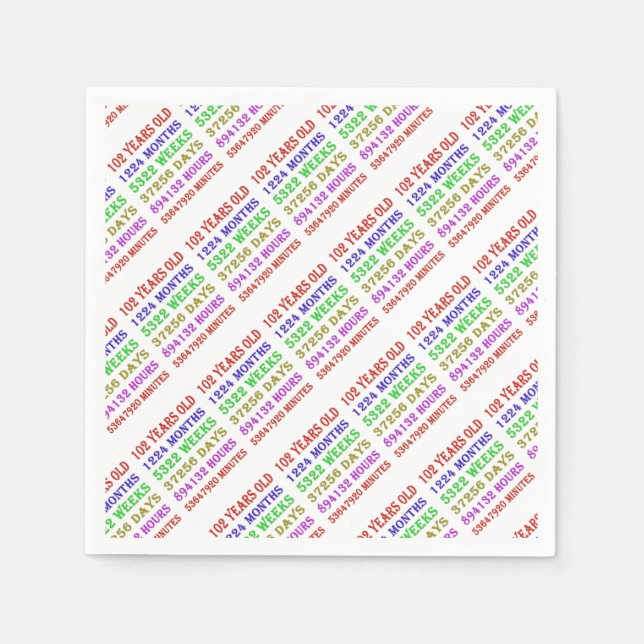 102:a födelsedagsmilstolpar pappersservett (Framsidan)