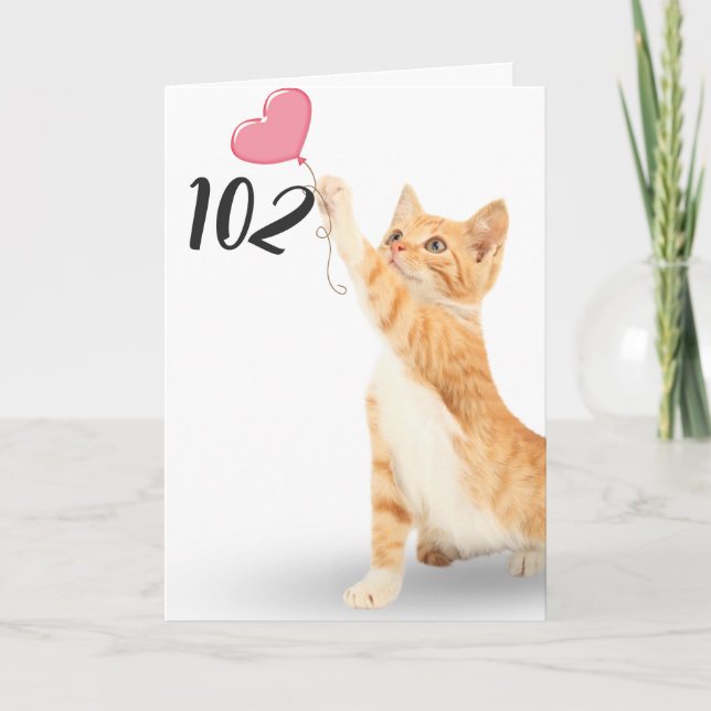102-årsdagen tabby katt kort (Framsida)
