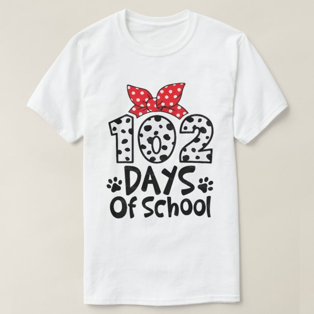 102 dagars skola i dag 100 dagar Smarter Dalmatien T Shirt (Design framsida)